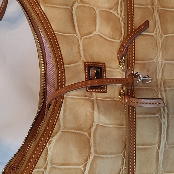 DOONEY & BOURKE Honey Gold Embossed Croc Leather Tote Briefcase Shoulder Bag - Picture 10 of 13